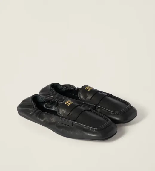 Miu Miu Ruches Nappa Leather Loafers